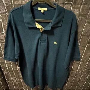 Classic BURBERRY Short Sleeve Nova Check Polo Shirt Blue Men’s Sz L GUC